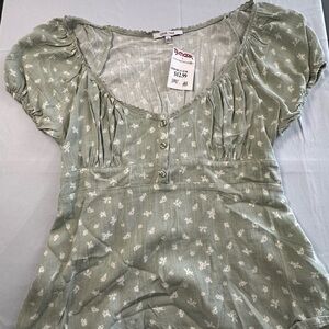 Love Tree Sage Floral Blouse